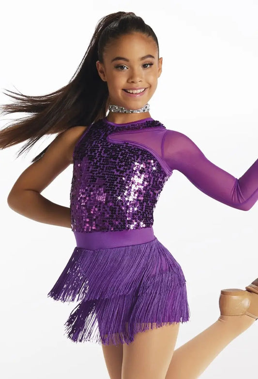 Pre-Owned Costume XL Adult Purple Weissman 15442 Jazz Tap Clogging Musical Theater One Sleeve Sequin Sleeve