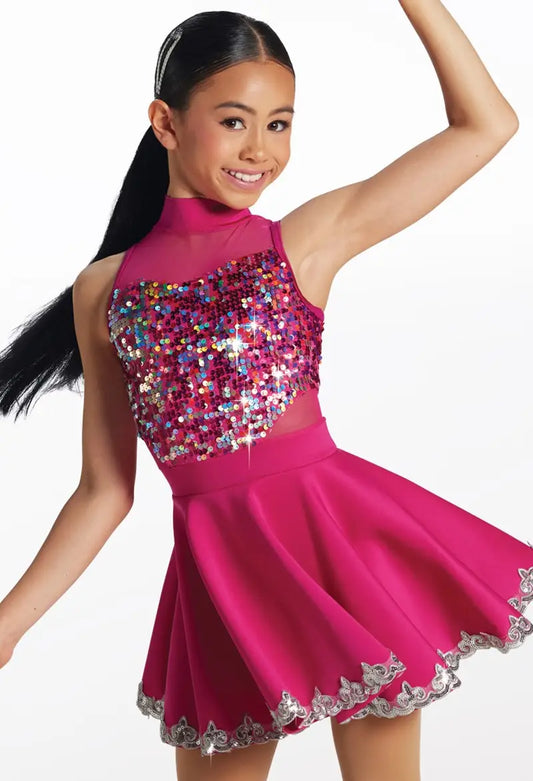 Pre-Owned Costume Weissman 15453 Medium Adult Pink Embroidery Jazz Tap Sequin