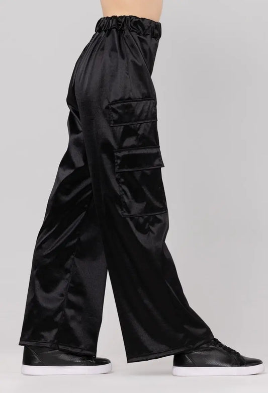 Pre-Owned Costume Pants Black Large Child Weissman 15520 Satin Cargo