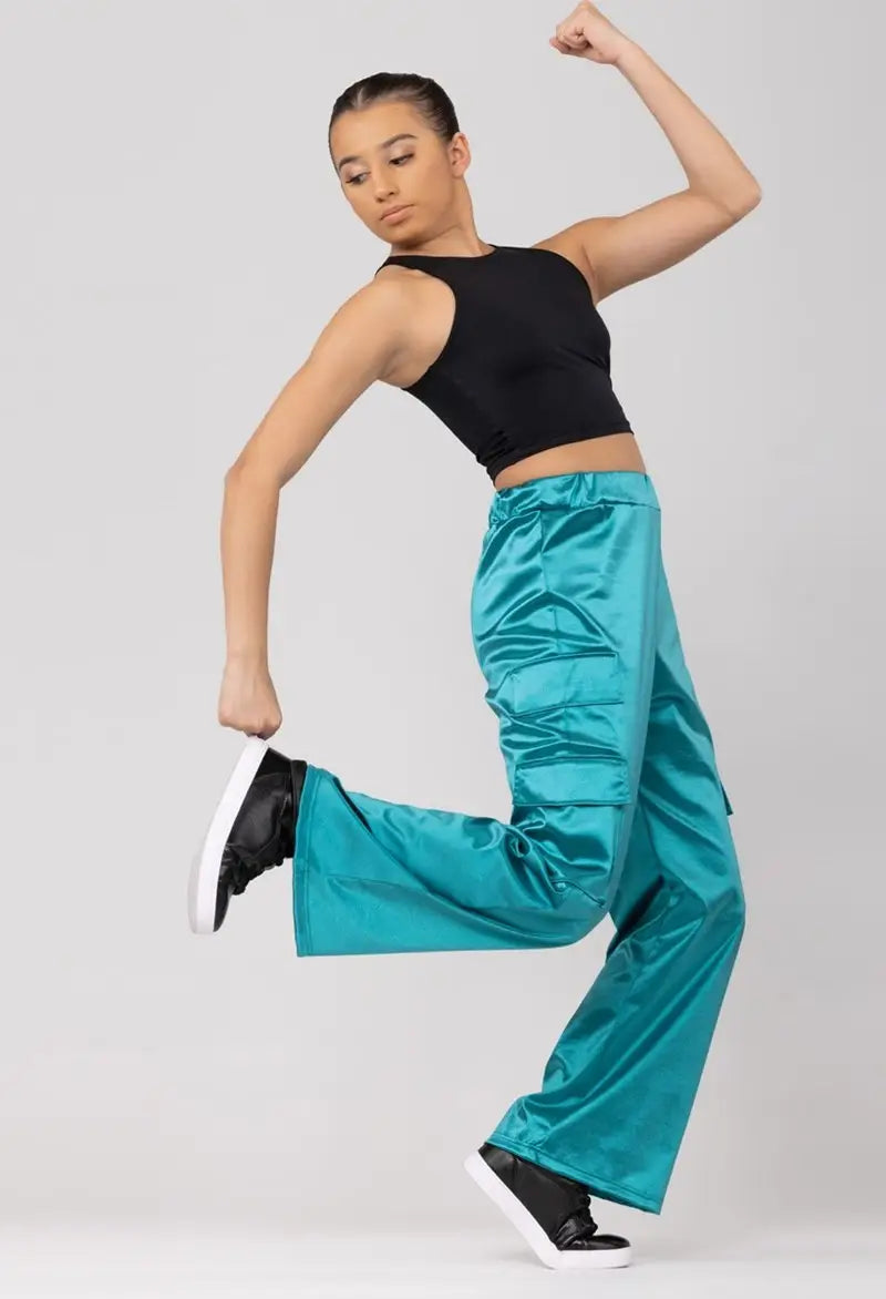 Pre-Owned Costume Pants Black Large Child Weissman 15520 Satin Cargo
