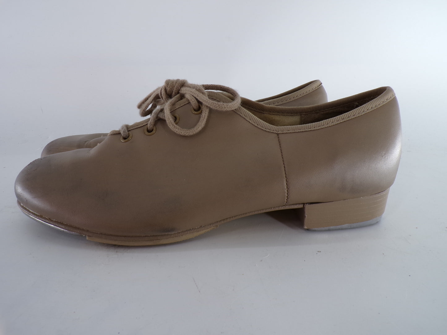 Pre-Owned Tap Shoes Capezio Adult 7M Tan Oxford Leather Lace Up Full Sole