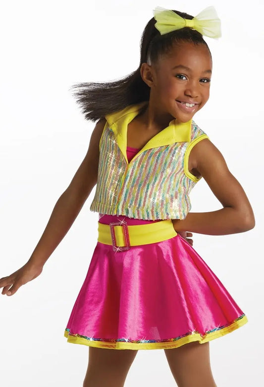 Pre-Owned Costume XL Child Yellow Weissman 15799 Jazz Tap Clogging Hip Hop Dress Vest Sequin