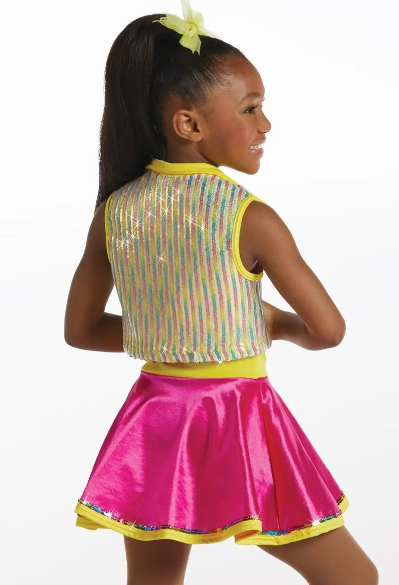 Pre-Owned Costume XL Child Yellow Weissman 15799 Jazz Tap Clogging Hip Hop Dress Vest Sequin