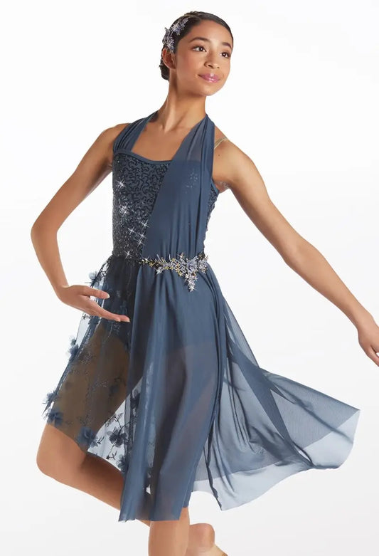 Pre-Owned Costume Lyrical XS Adult Blue Weissman 16226 Draping Leotard Contemporary Ballet