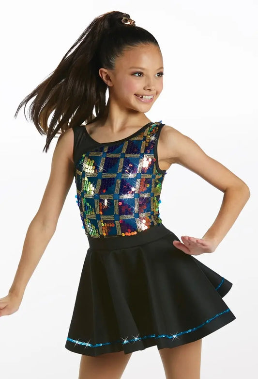 Pre-Owned Costume XL Child Gold Weissman 16239 Jazz Tap Clogging Musical Theater Dress Sequin