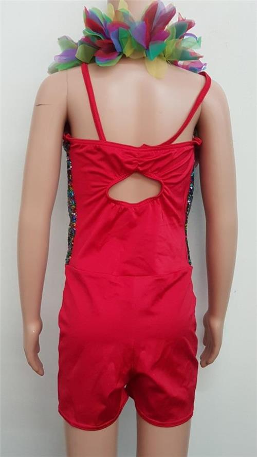 Pre-Owned Costume Costume Gallery  15303 Small Child Red 2in1 Jazz Musical Sequin Bird