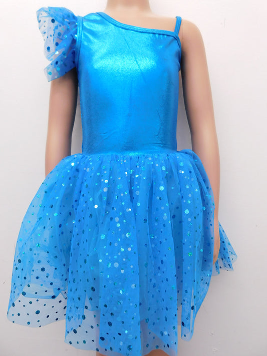 Pre-Owned Costume Curtain Call  E692 Large Child Turquoise  Jazz