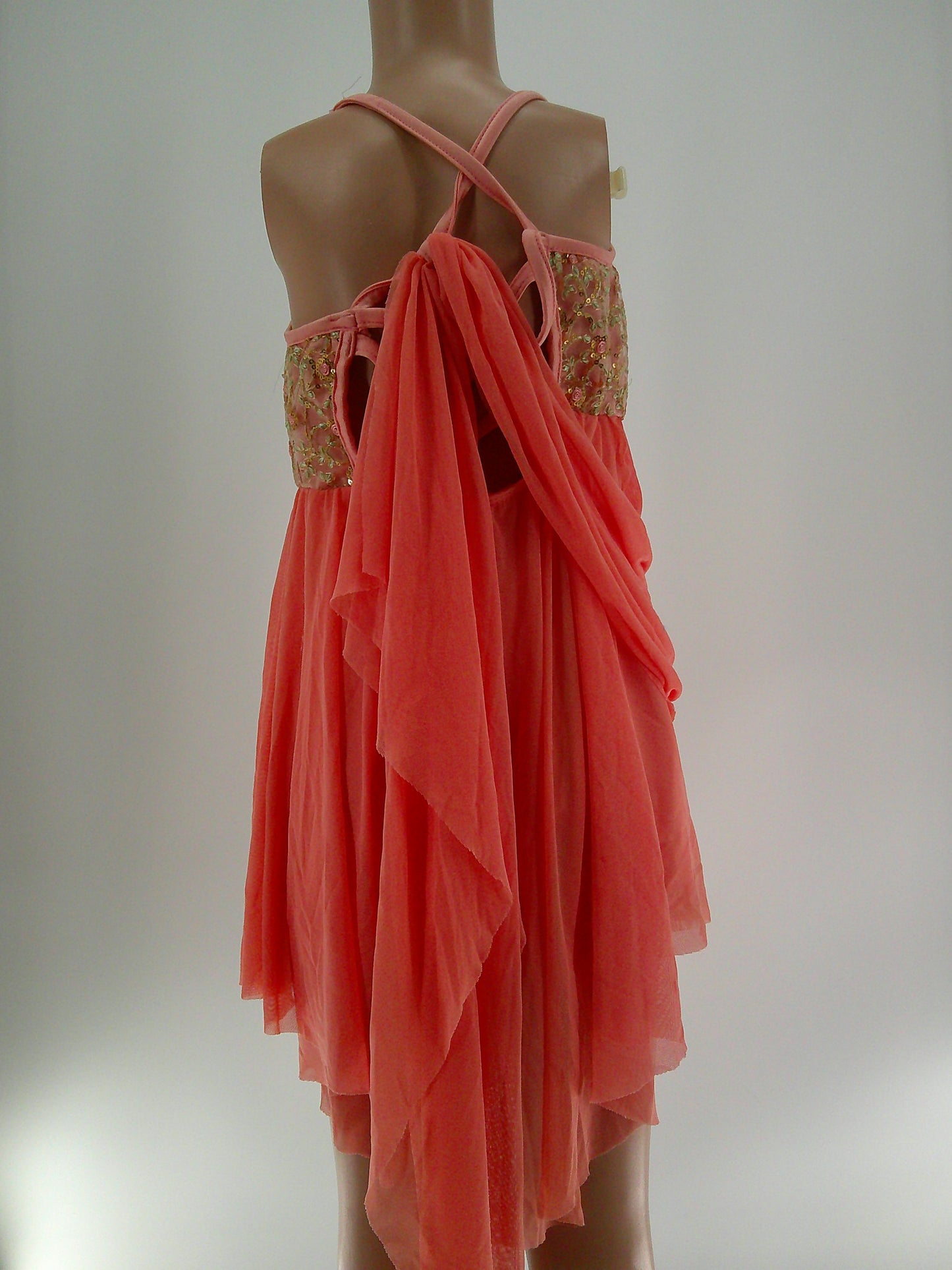 Pre-Owned Costume Art Stone 26051 XL Child Peach Dress Ballet Sequin 1