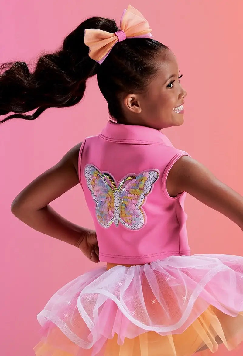 Pre-Owned Costume Intermediate Child Pink Weissman 17352 Hip Hop Jazz Tap Clogging Tutu Butterfly