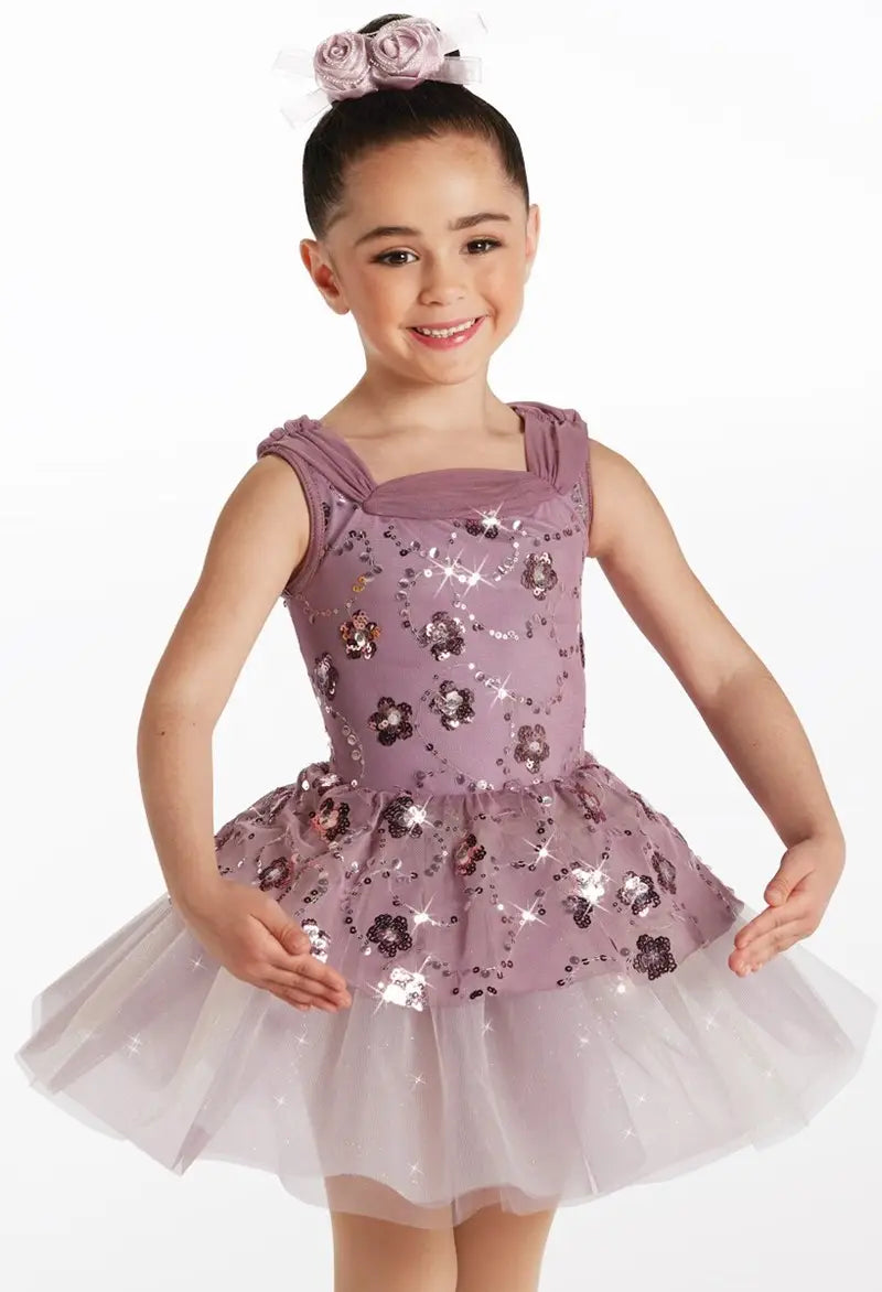Pre-Owned Costume Intermediate Child Purple Weissman Ballet Dress Up Pageant Sequin Dress Floral