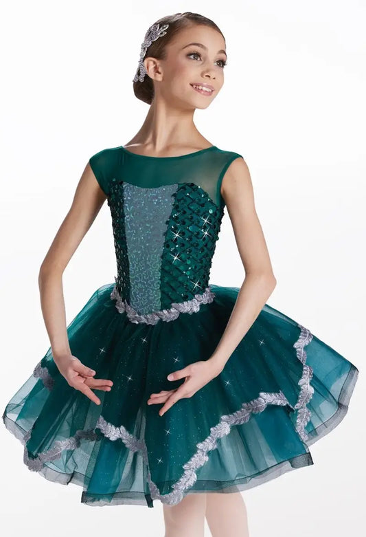 Pre-Owned Costume Medium Adult Green Weissman 17528 Ballet Pointe YAGP Tutu Glitter Sequin