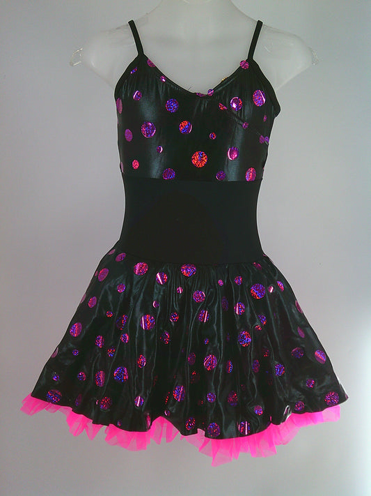 Pre-Owned Costume Weissman  4015 Large Child Pink Fluffy Skirt Jazz Tap Sequins