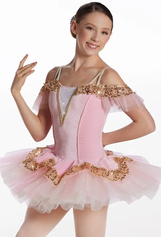 Pre-Owned Costume Intermediate Child Pink Weissman 17696 Ballet Pointe YAGP Lace Tutu Sequin