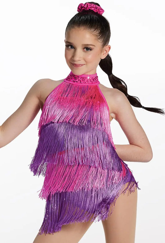 Pre-Owned Costume XL Child Pink Weissman 17749 Jazz Tap Clogging Latin Fringe Dress Sequin