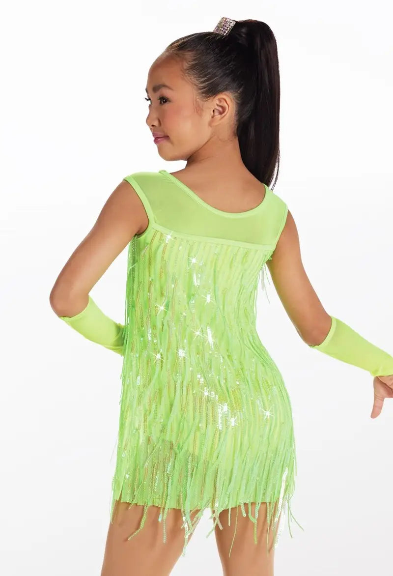 Pre-Owned Costume Small Adult Neon Green Weissman 17887 Jazz Tap Latin Clogging Fringe Neon Gloves