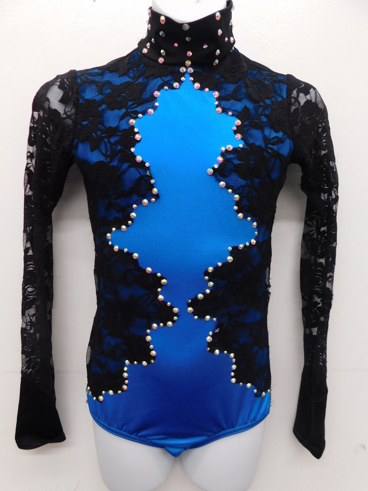 Pre-Owned Costume Kelle Lace Rhinestone Leotard Small Adult Turquoise Contemporary Jazz