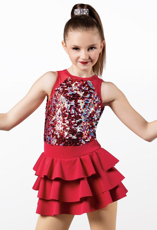 Pre-Owned Costume Weissman 13138 XL Child Red Dress Jazz Clogging Sequins