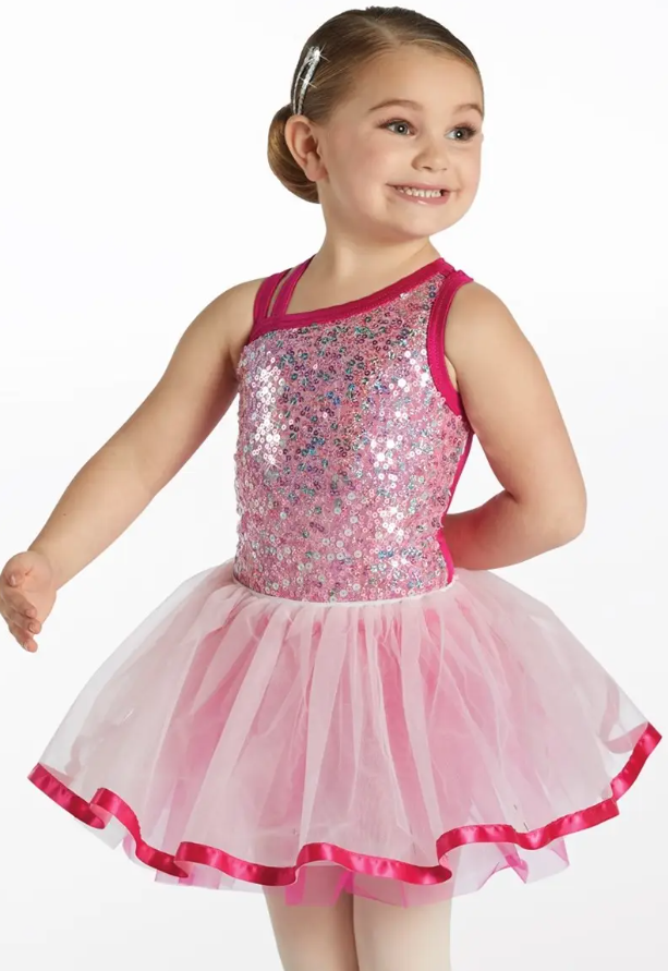 Pre-Owned Costume NEW Weissman  15905 Small Child Pink 2in1 Ballet Jazz Tap Sequin