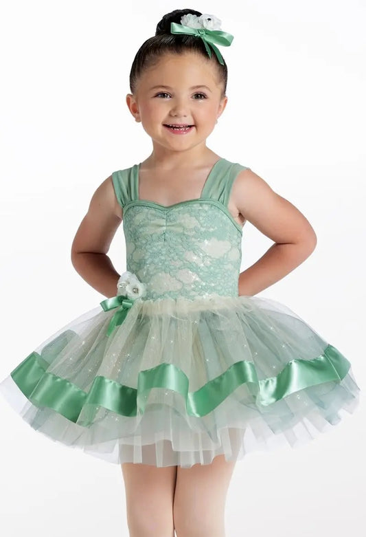 Pre-Owned Costume Weissman  15175 XS Child Green Tutu Ballet  Sequin