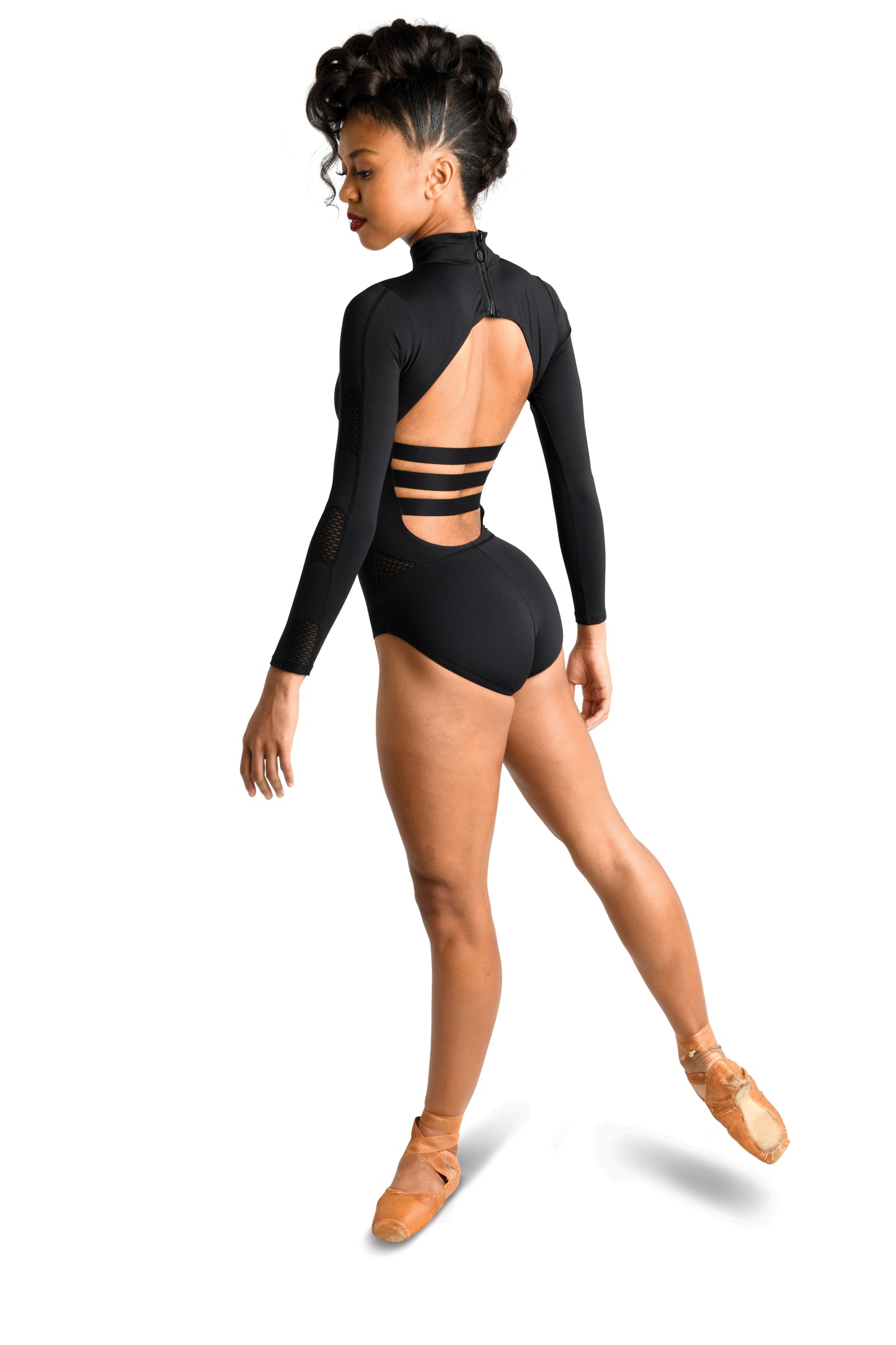 Pre-Owned Leotard Danz N Motion 19125A Small Adult Open Back Long Sleeve Ballet Jazz