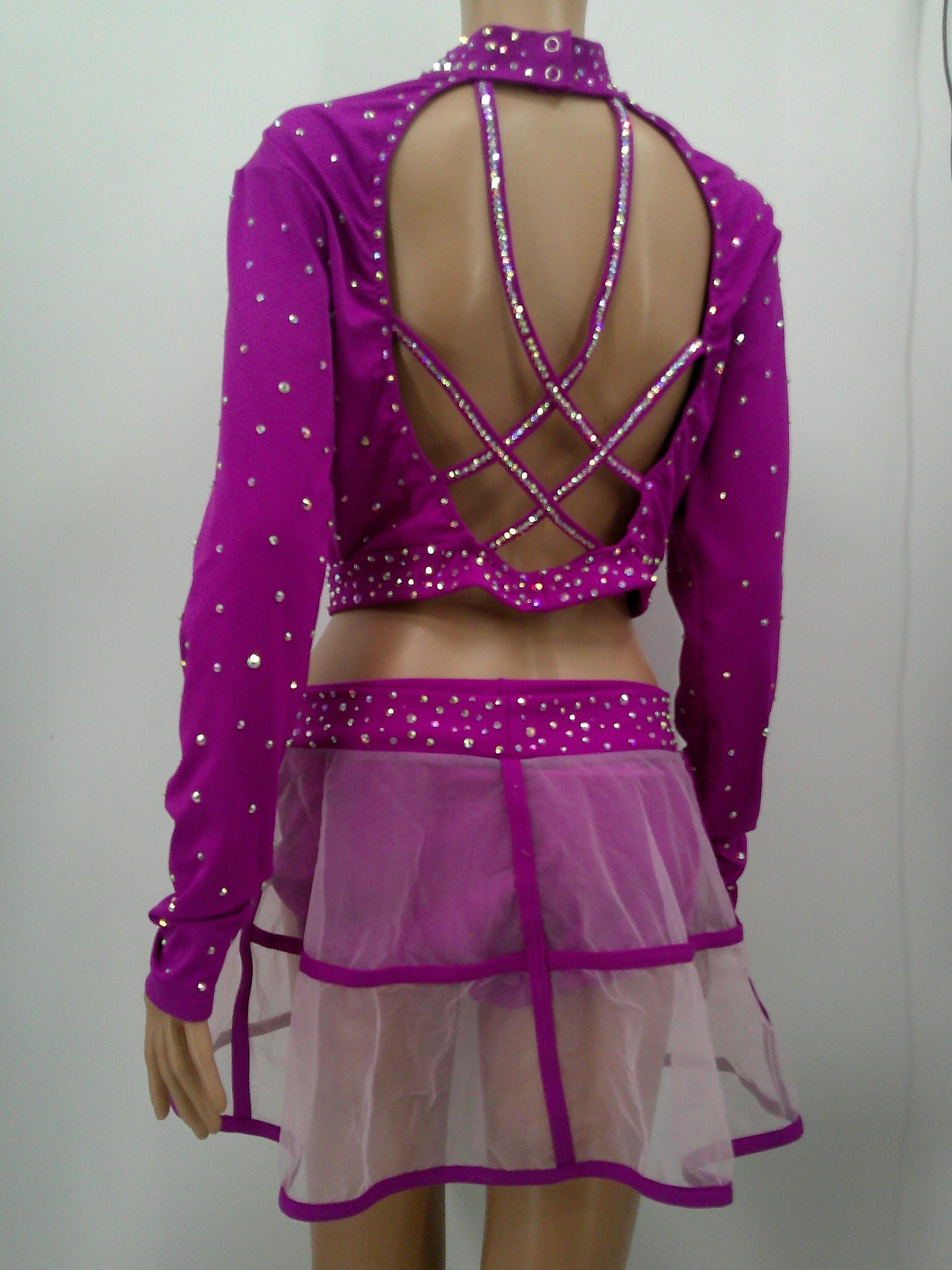 Pre-Owned Costume Kelle   XL Adult Purple 2 pc Jazz Rhinestones