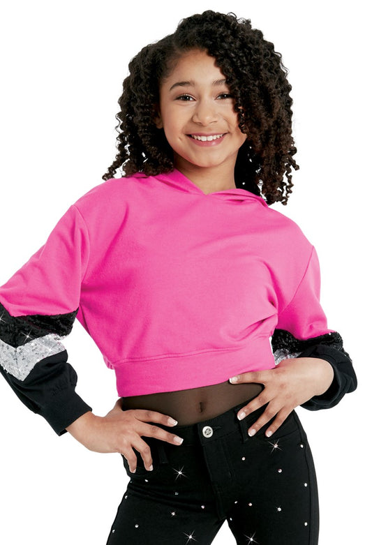 Pre-Owned Crop Hoodie Balera  AH11229 Large Child Pink  Hip Hop Jazz