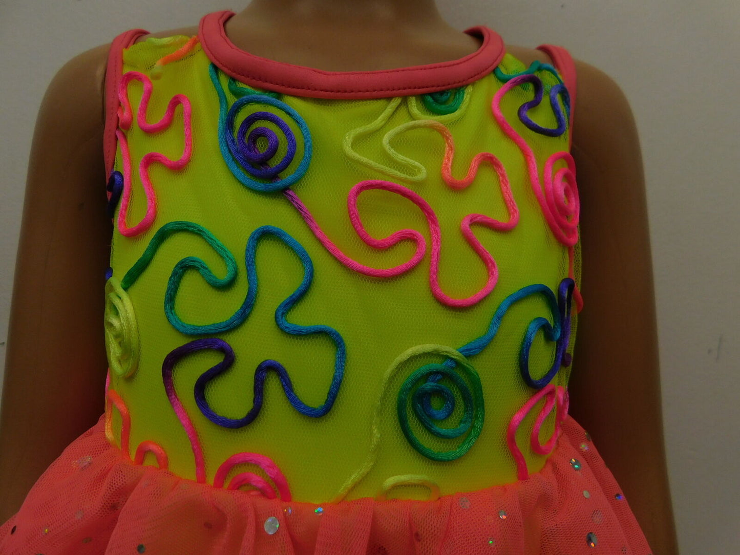Pre-Owned Costume Weissman  7601 Small Child Yellow Layered Dress Jazz Sequin
