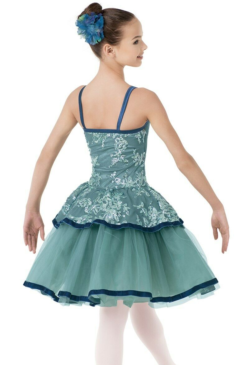 Pre-Owned Costume Weissman  10615 Medium Child Green Tutu Ballet Sequin