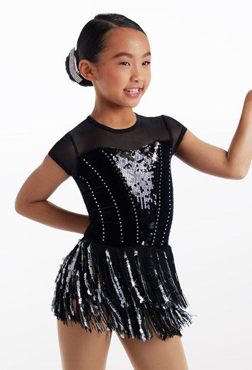 Pre-Owned Costume Weissman 14906 Medium Adult Silver Sequin Fringe Tap Jazz Sequin