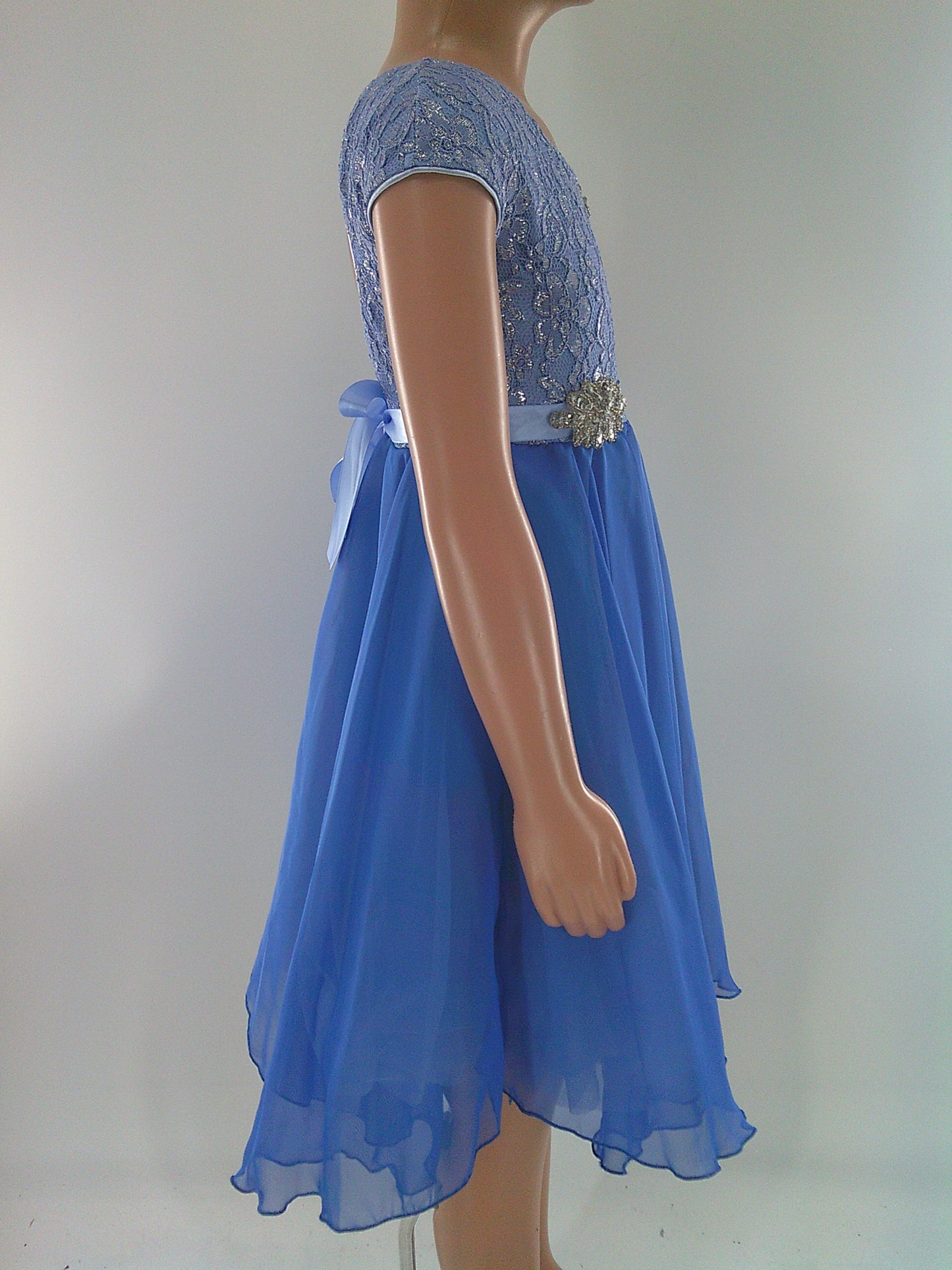 Pre-Owned Costume Revolution  RC17132 Small Child Blue Glitter Lace Lyrical  Glitter