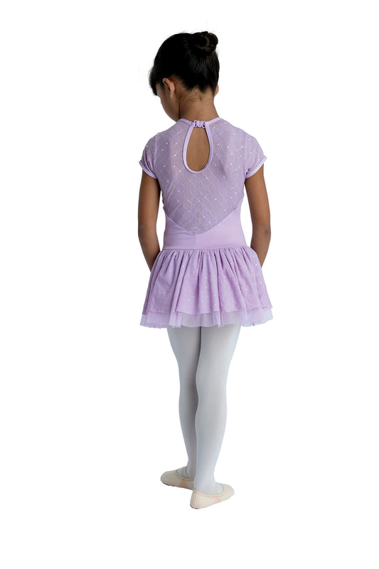 20202C-Short Sleeve Dress Clear Sequin