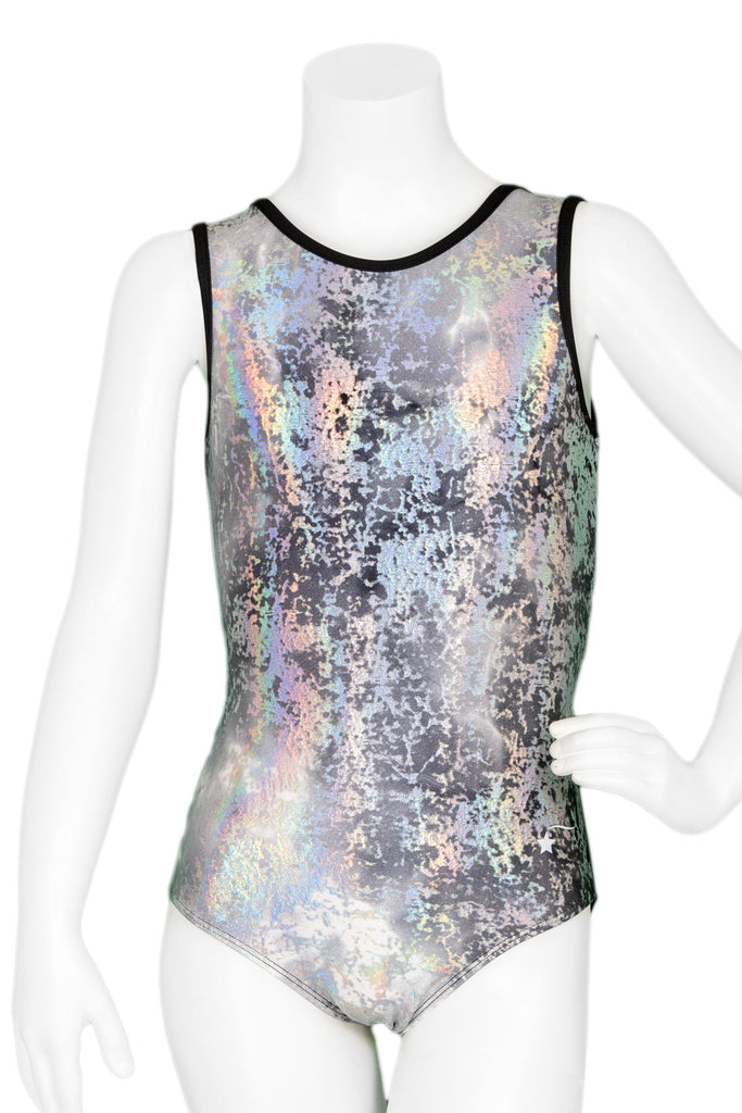 New Gymnastics Leotard Destira Metallic Muse Adult MA Includes Scrunchie