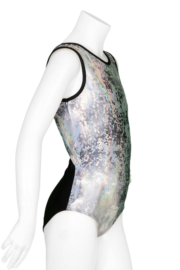 New Gymnastics Leotard Destira Metallic Muse Adult MA Includes Scrunchie