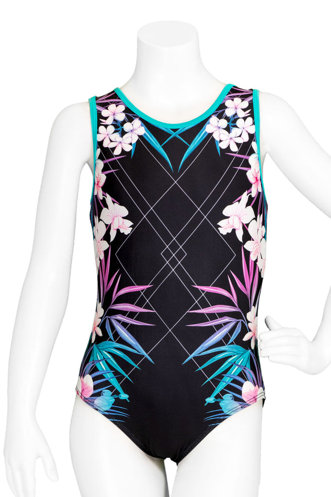 New Gymnastics Leotard Destira Oh La La Orchid Adult Medium Print Includes Scrunchie