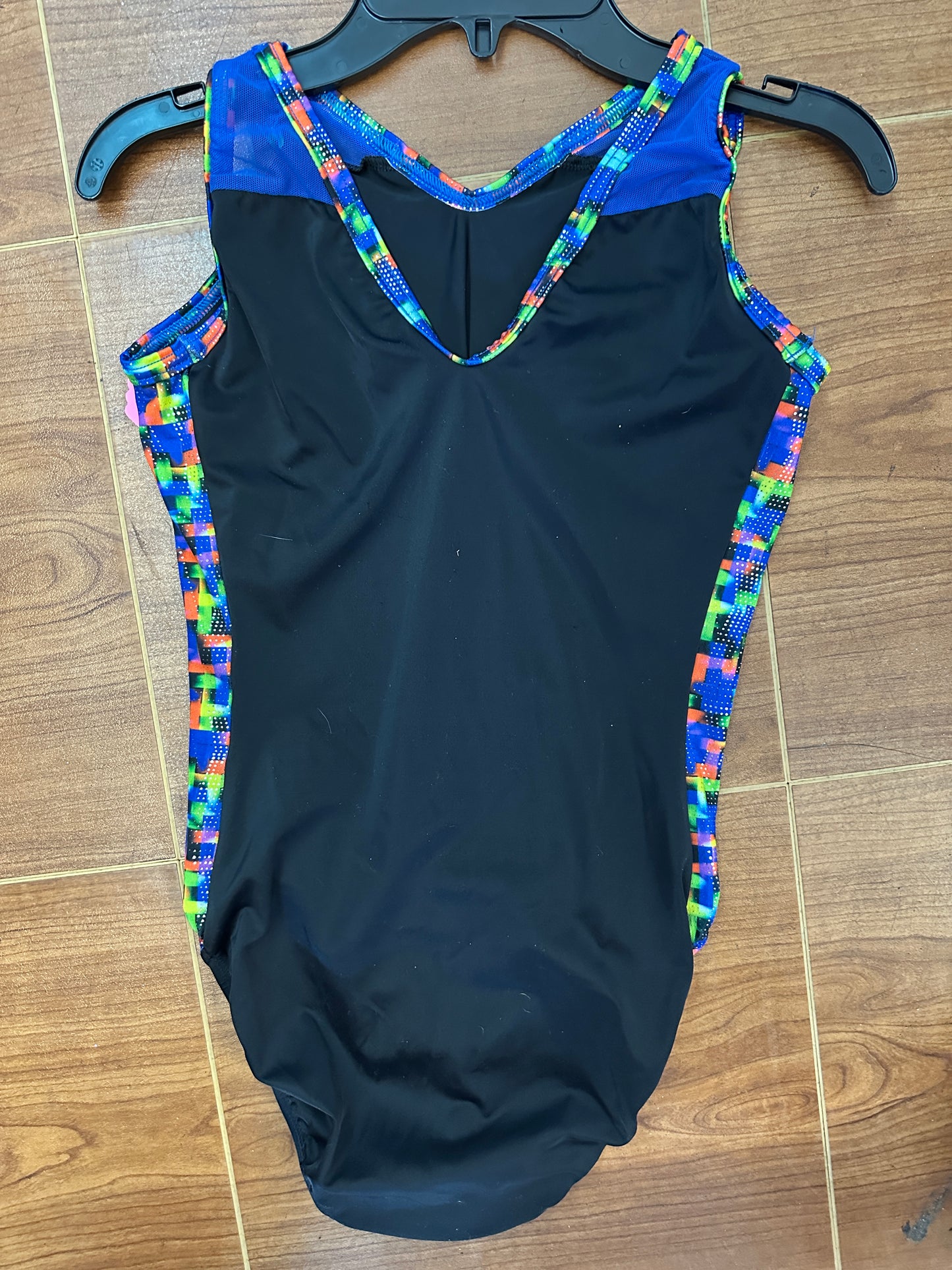 Pre-Owned Gymnastics Leotard Small Adult Colorful GK Elite Sparkles