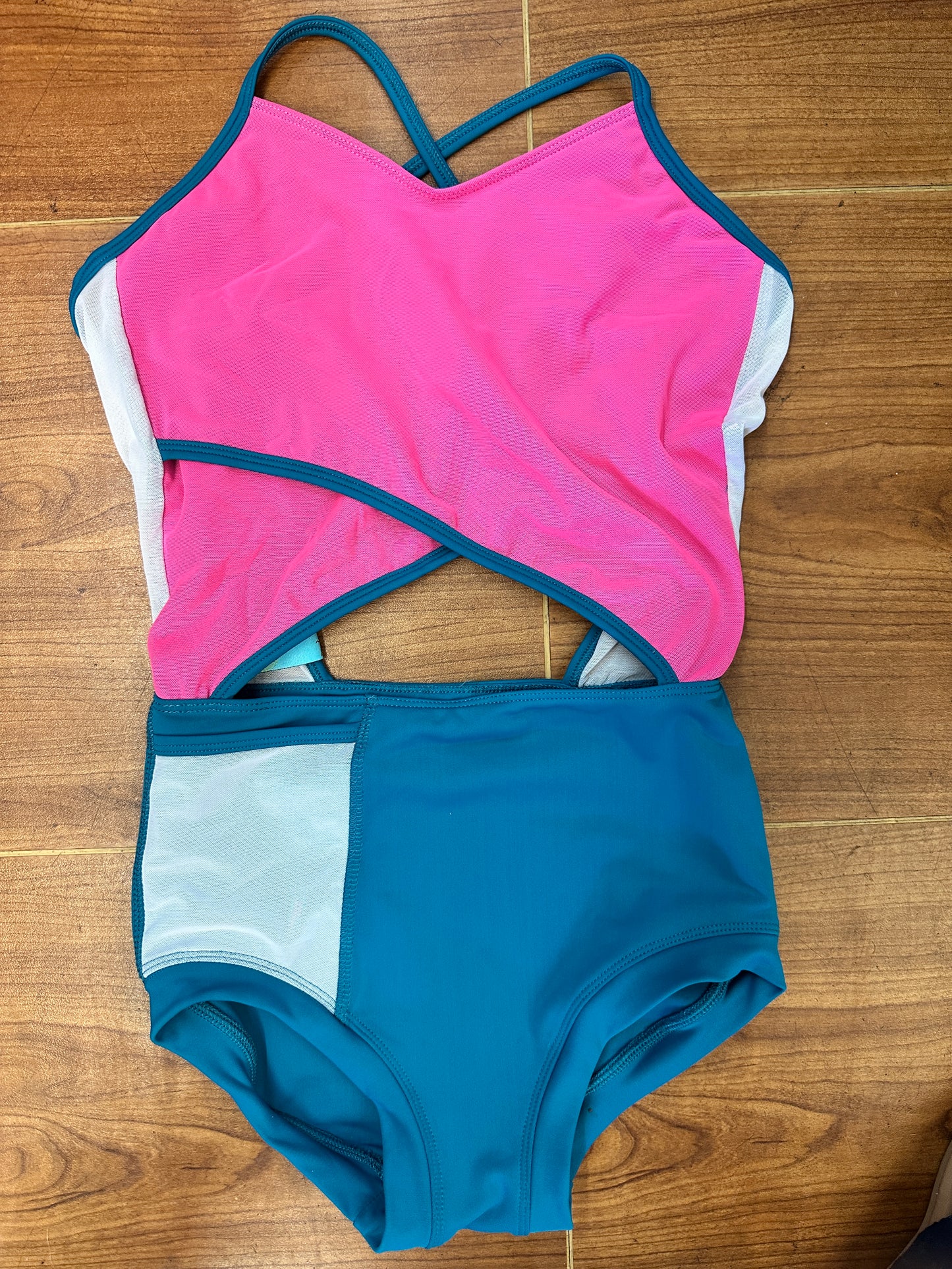 Pre-Owned Leotard Small Adult Tiger Friday Cutouts Colorful Mesh Accents