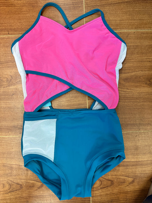 Pre-Owned Leotard Small Adult Tiger Friday Cutouts Colorful Mesh Accents