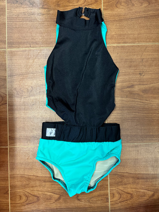 Pre-Owned Leotard Kandi Kouture Mint and Black Large Child Jazz Contemporary