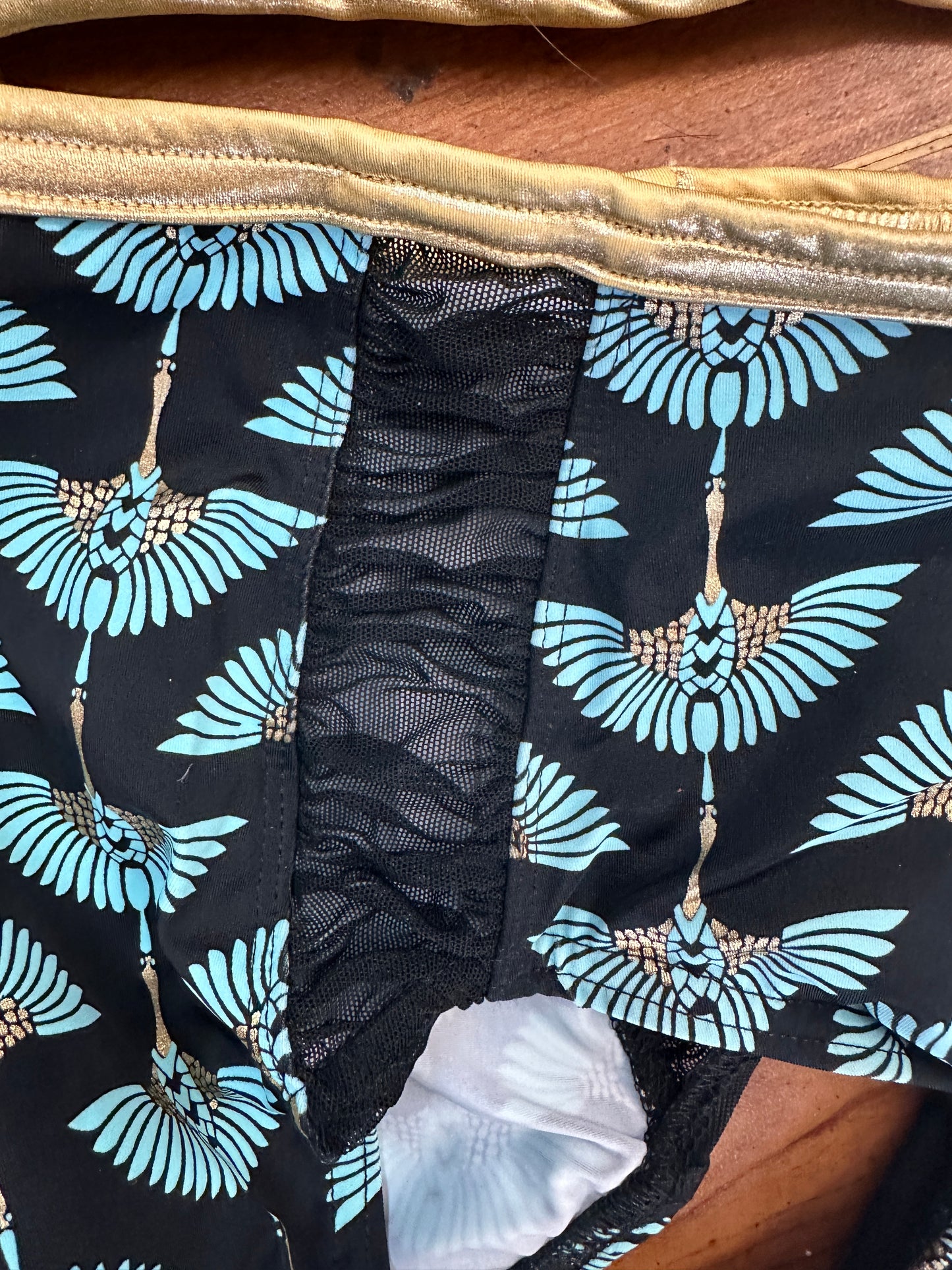 NEW SET CoCo Large Child Swan Black Blue Crop Top and Trunks Jazz