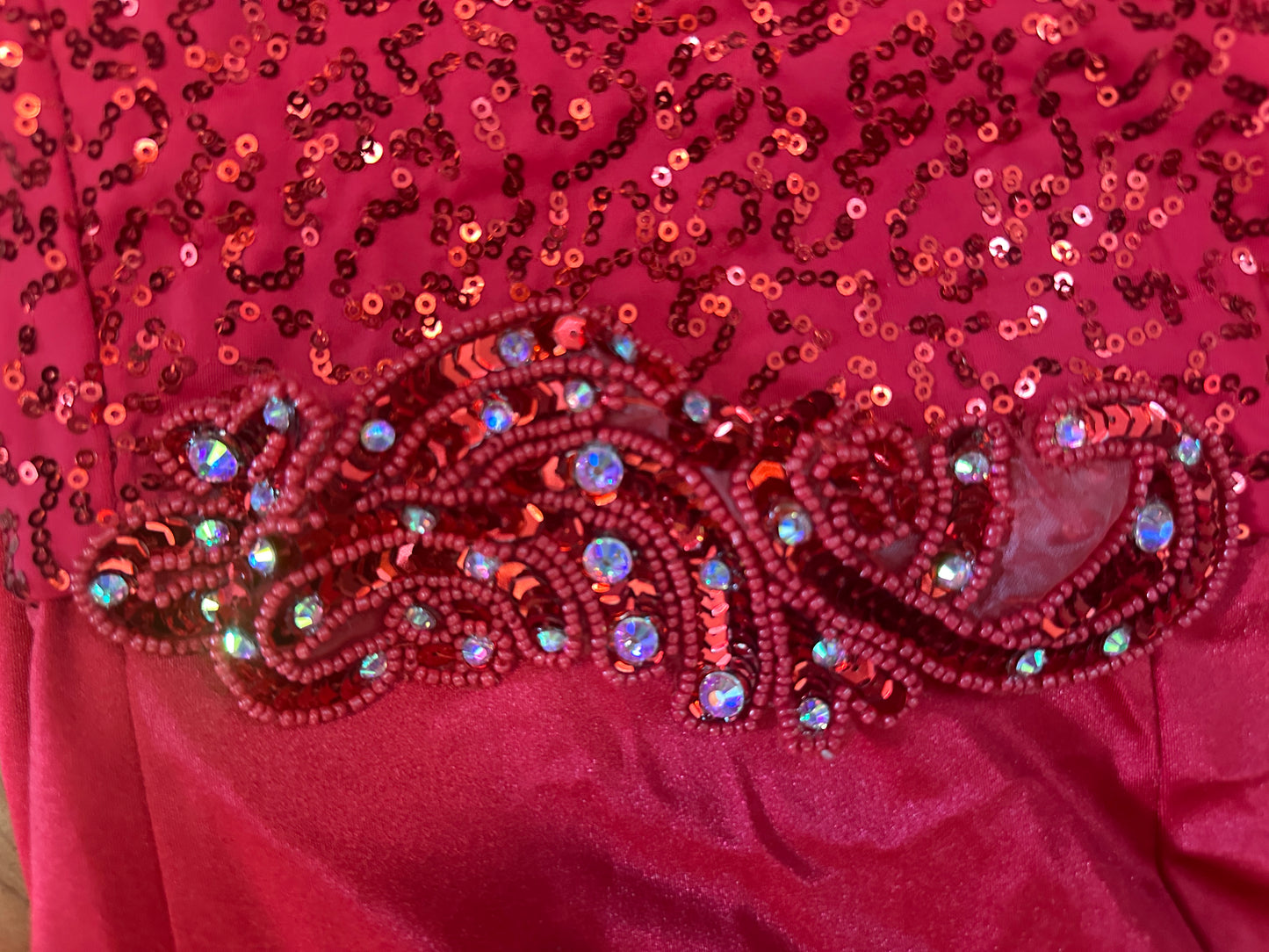 Pre-Owned Costume Small Adult Red Weissman 17900 Jazz Tap Clogging Disco Fringe Unitard Rhinestone