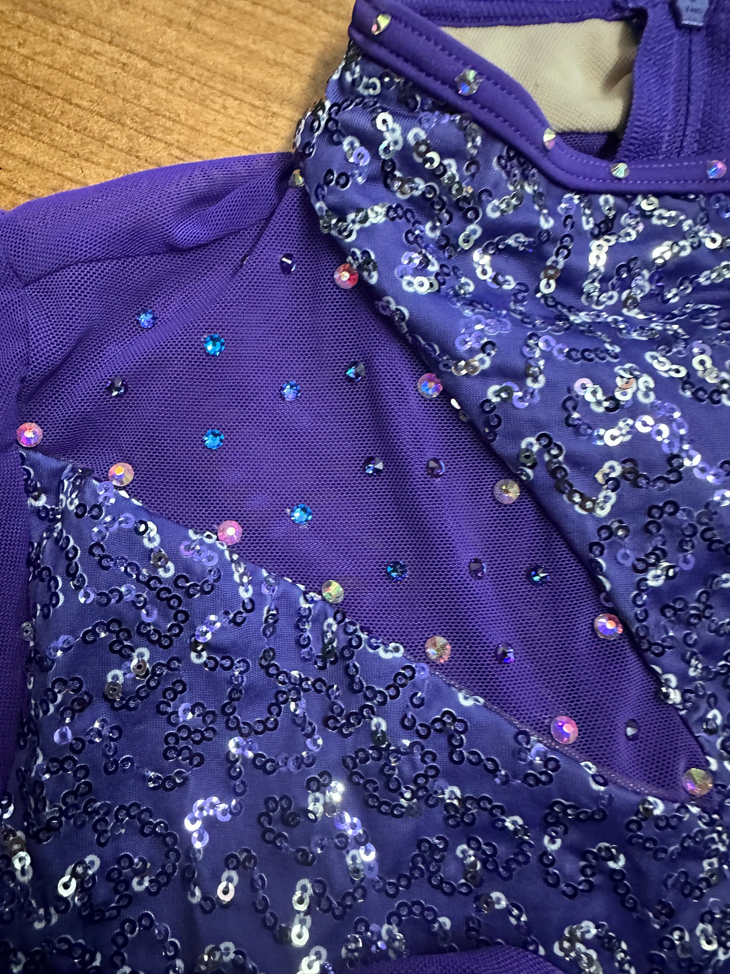 Pre-Owned Costume Large Child Purple Weissman SQ11113 Jazz Acro Contemporary Ombre Sequin Long Sleeve