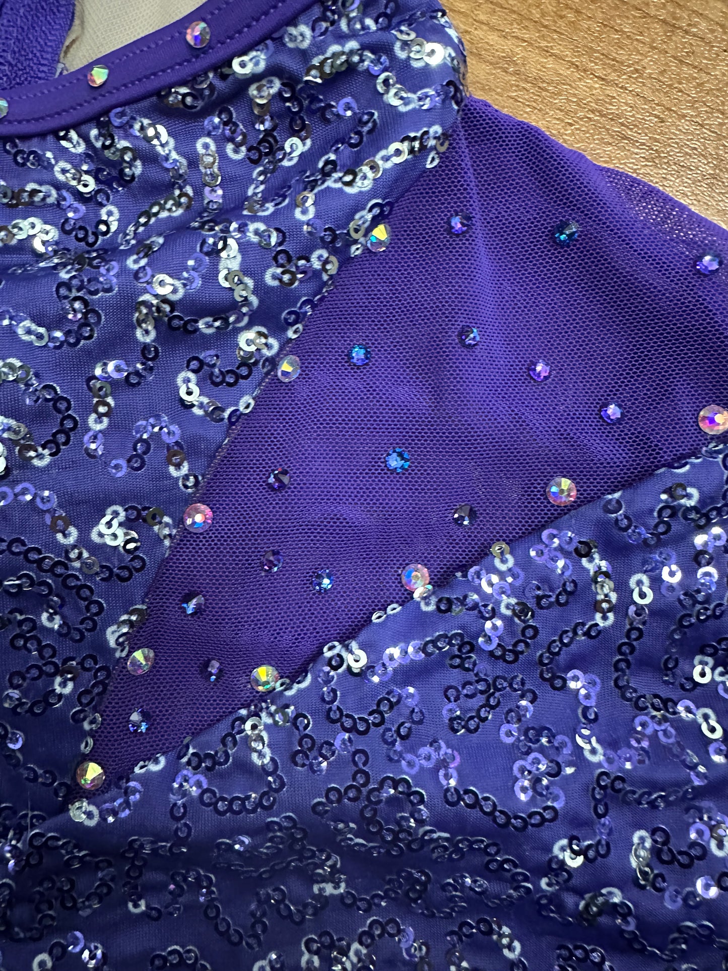 Pre-Owned Costume Large Child Purple Weissman SQ11113 Jazz Acro Contemporary Ombre Sequin Long Sleeve