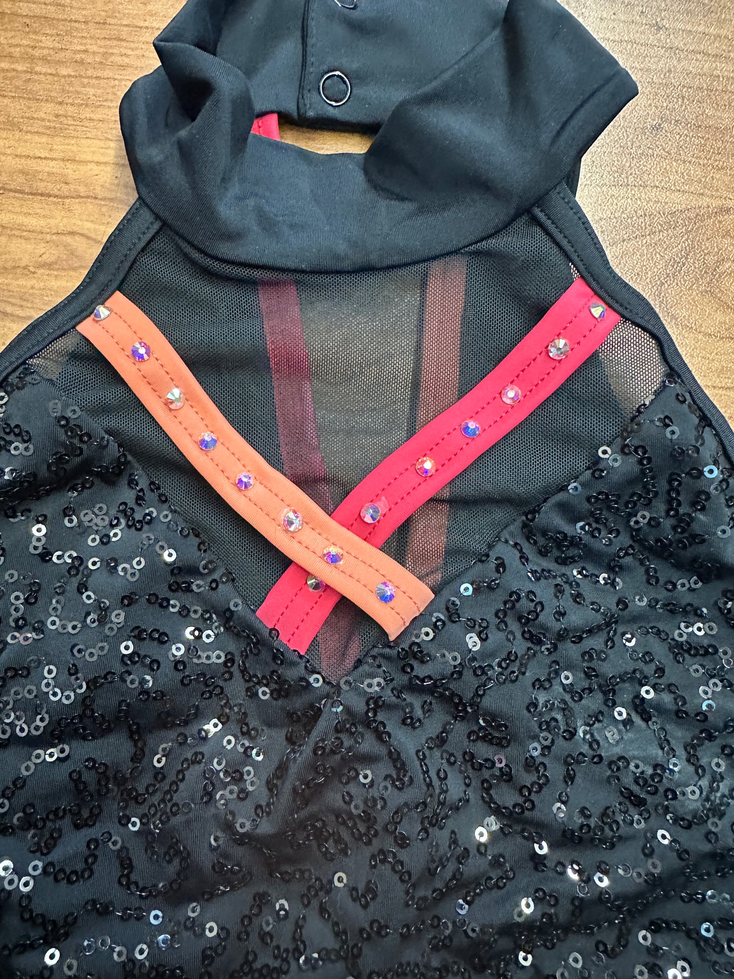 Pre-Owned Costume Small Adult Coral Weissman SQ12173 Jazz Tap Musical Theater Sequin Ruffles 2 pc