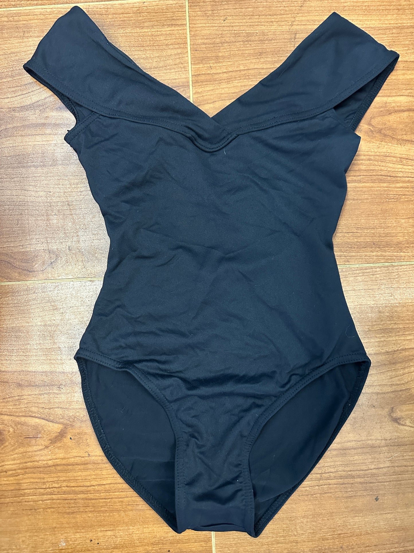Pre-Owned Leotard Honeycut Small Adult Black Cord Look Ballet Jazz