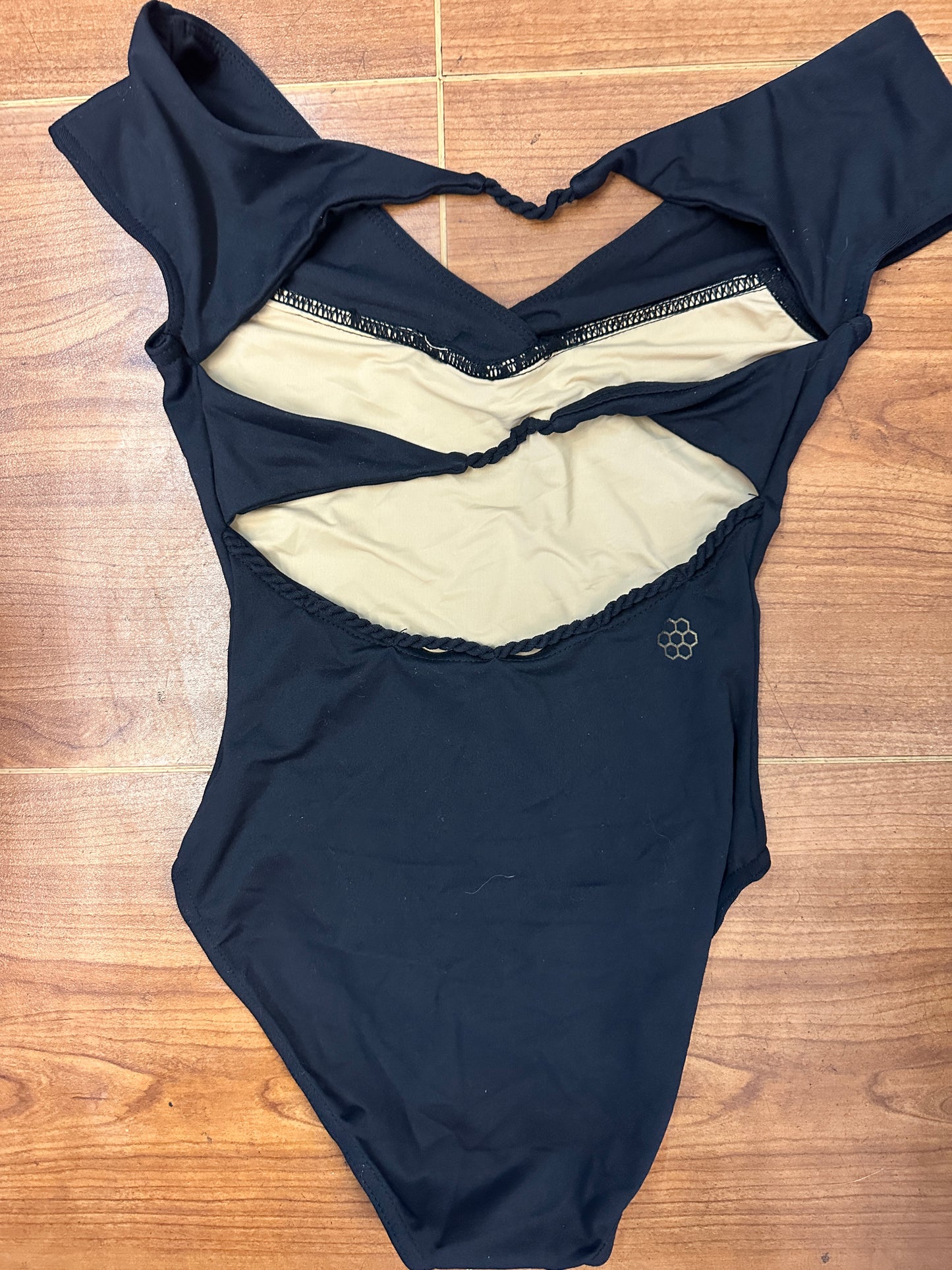 Pre-Owned Leotard Honeycut Small Adult Black Cord Look Ballet Jazz