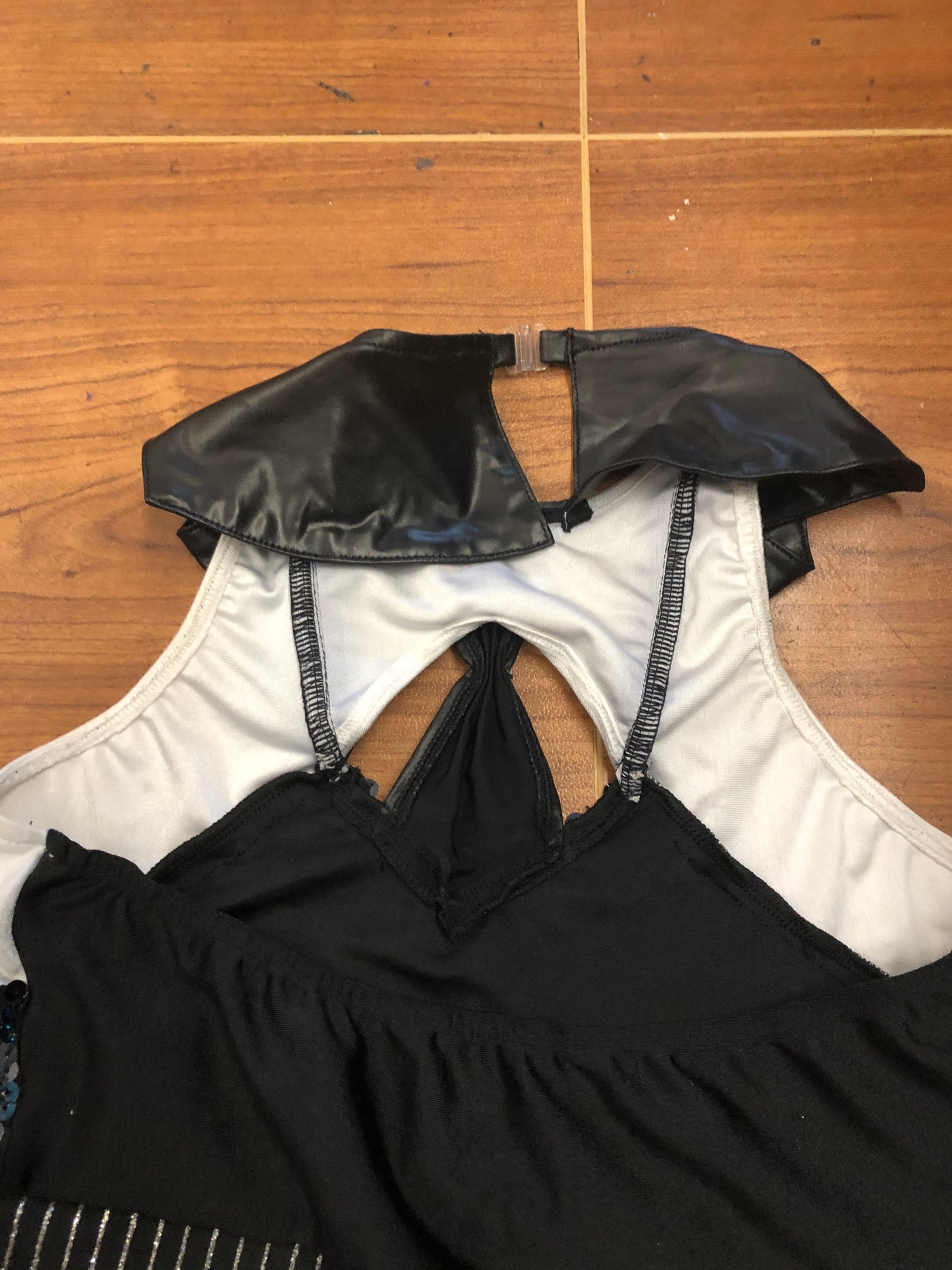 Pre-Owned Costume Small Adult Black Glamour Jazz Tap Clogging Musical Theater Tie Pinstripe Jumpsuit