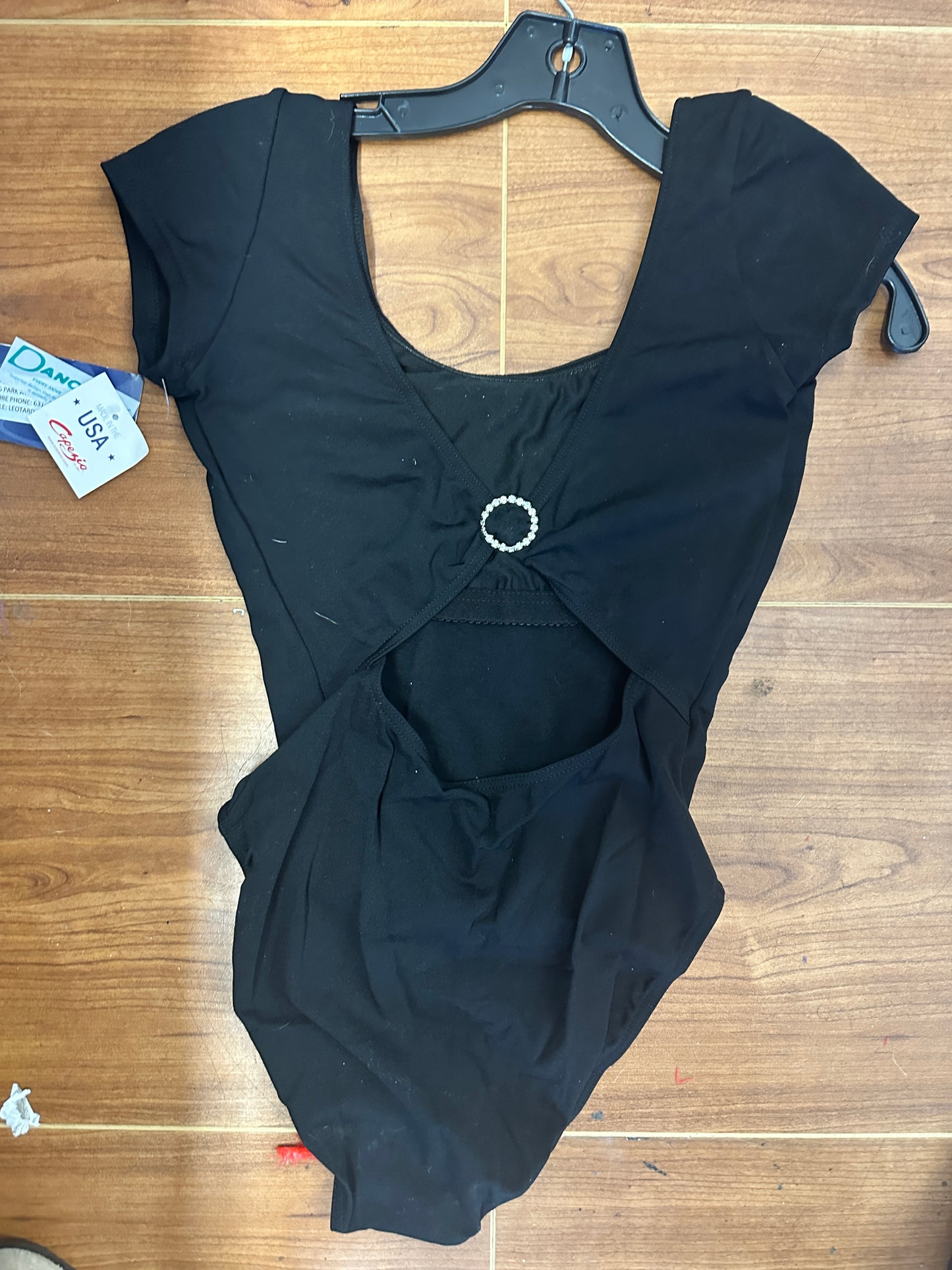 New Closeout Leotard Capezio 7431 Black Ballet Tap Jazz Cap Sleeve with Open Back