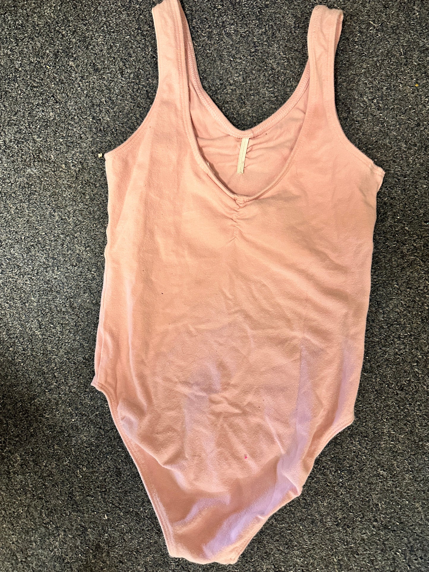 Pre-Owned Leotard Large Child Pink Cotton Tank with Pinch Front and Back