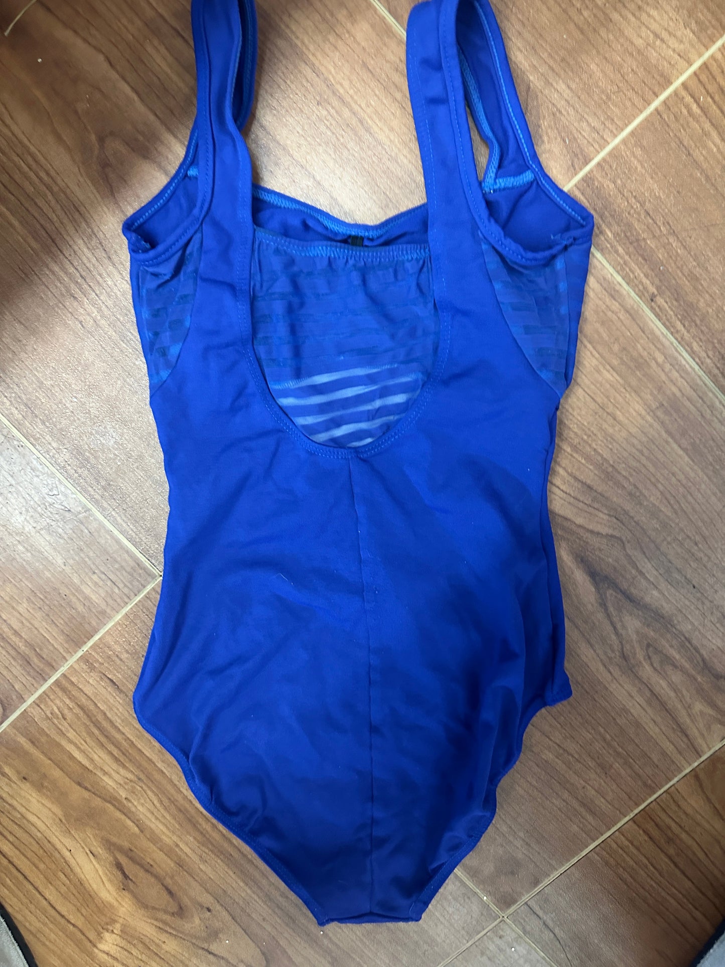 Pre-Owned Leotard Tank with Mesh Inlays Royal Blue Large Child Ballet Tap