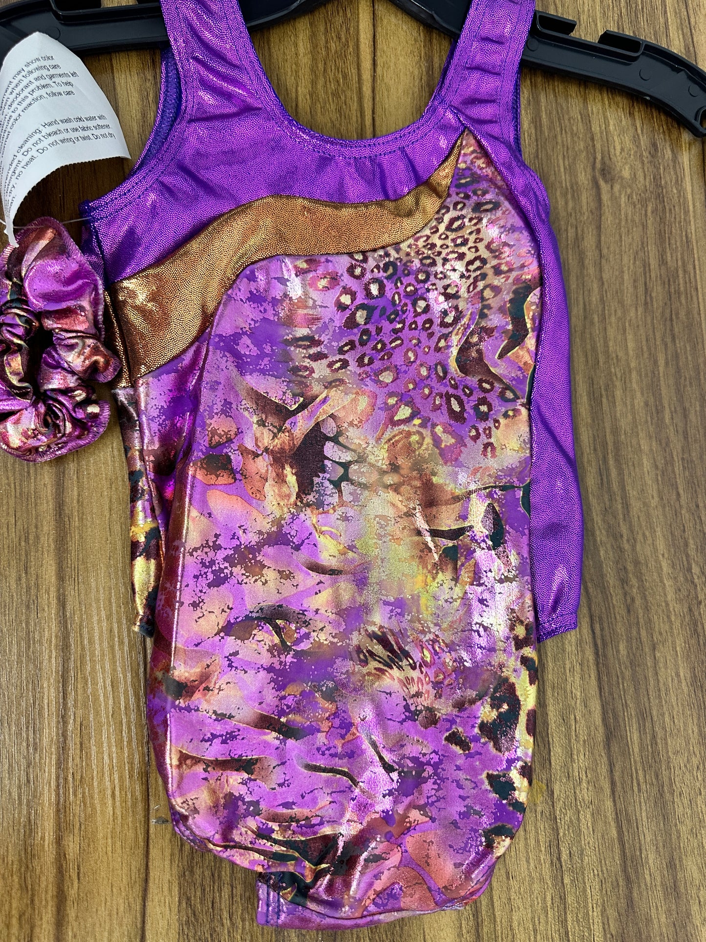 New Closeout Gymnastics Leotard Axis Small Child Metallic Animal Print Acro Tumbling